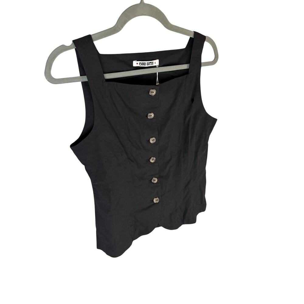 Ciao Lucia Amira Top Square Neck Button Front Old Money Office Work Brunch S - Picture 4 of 10